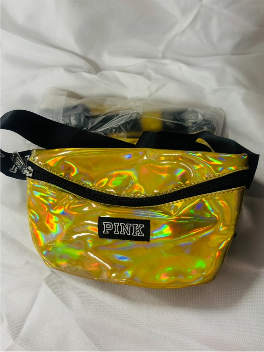 PINK Iridescent Holographic Waist Bag